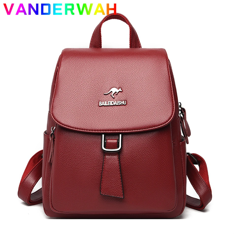 

Повседневные женские рюкзаки из искусственной кожи, винтажный вместительный дорожный школьный ранец для девочек-подростков, роскошные диз...