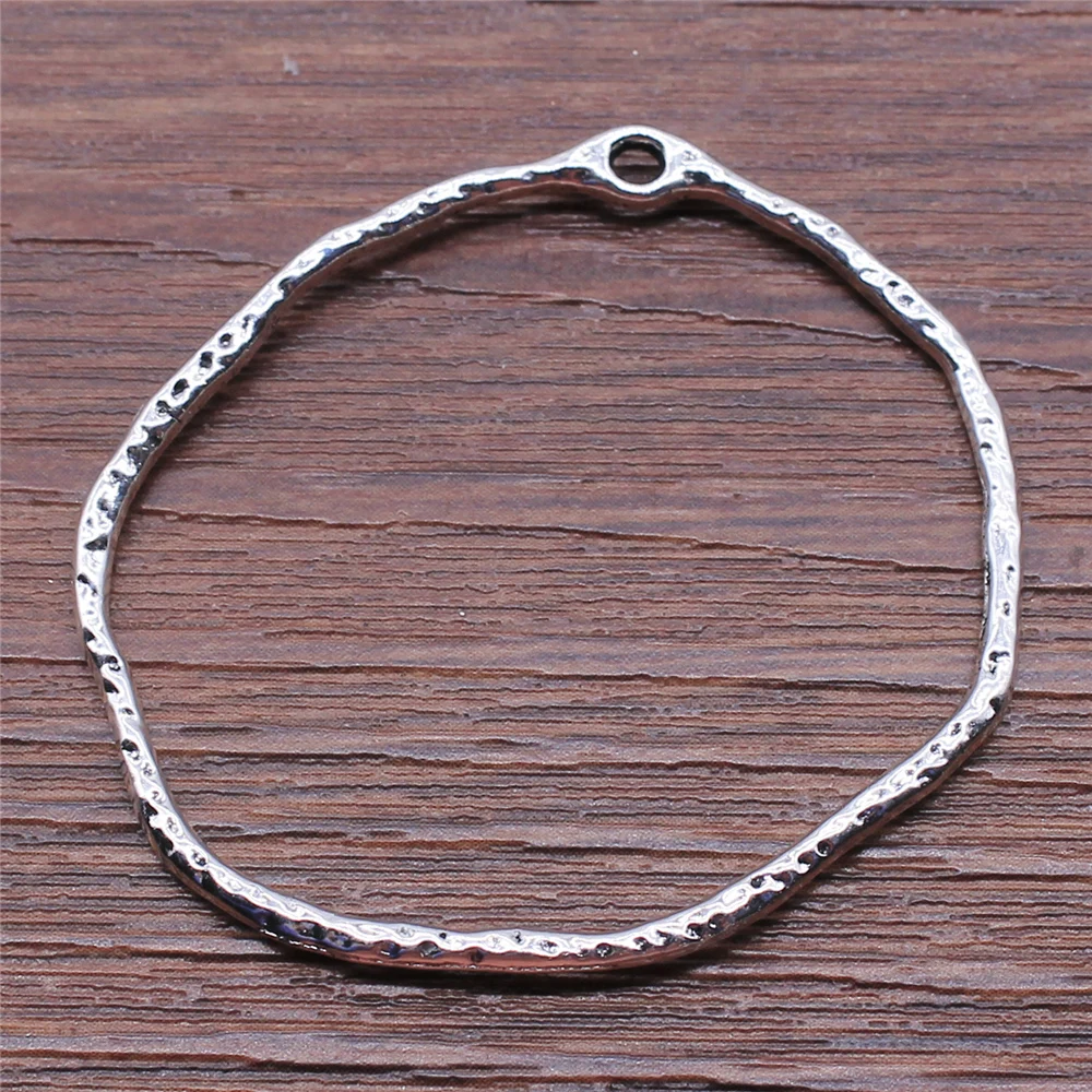 

8pcs Charms Irregular Hoop For Earrings Making Antique Silver Color Alloy Diy Jewelry Making Accessories 41x44mm