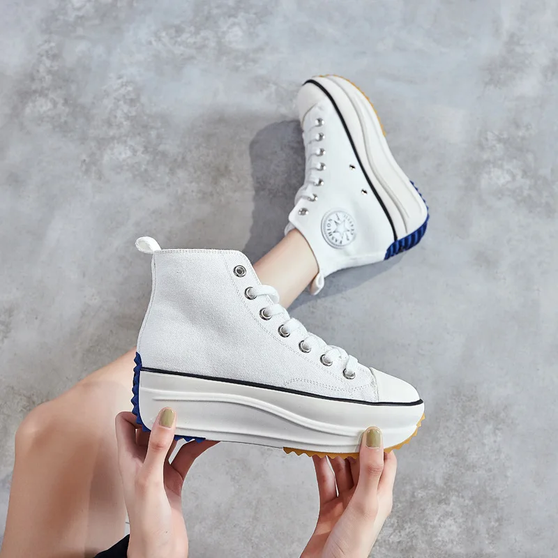 

Women Canvas Shoes Women's Fashion Casual Breathable Shoes High-top Sneakers Platform Vulcanize Shoes Zapatillas Mujer