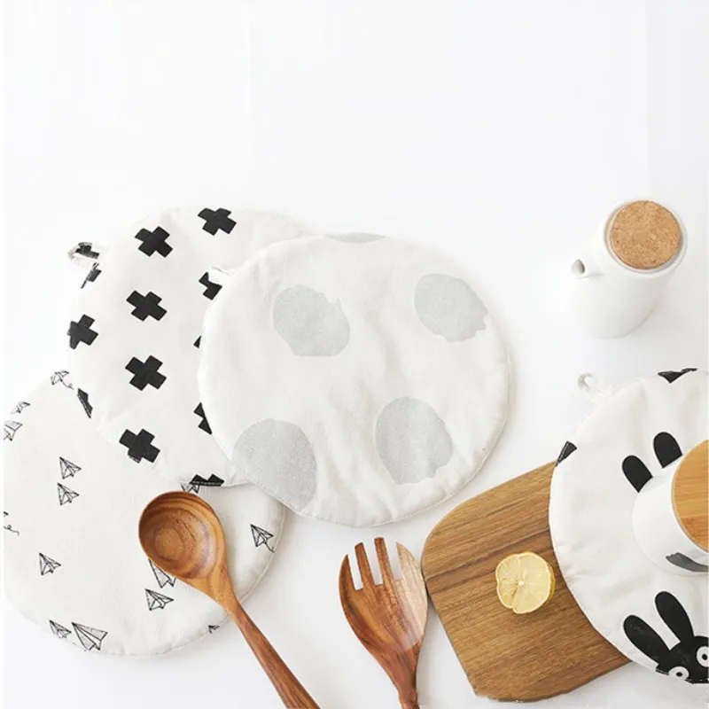 INS Скандинавская черно-белая круглая подстилка хлопковая подставка нескользящий