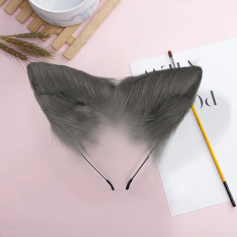 

Новый ручной работы волк волков; Лисьи ушки; Hairhoop повязка Головные уборы хвост Комплект для Лолита Косплэй костюм аксессуары и клипсы для во...