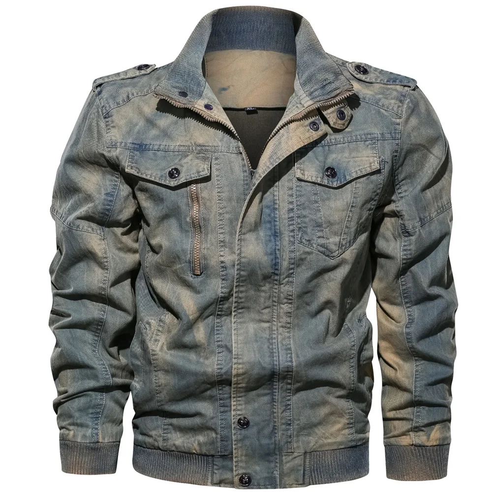 

Mens Denim Jacket Big Size 6XL Military Tactical Jeans jacket Solid Casual Air Force Pilot Coat Casaco Masculino DropShipping