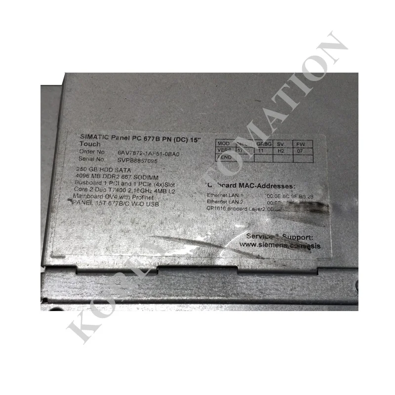 

In Stock Siemens Industrial PC SIMATIC HMI IPC677C 6AV7892-1FE16-0AC0