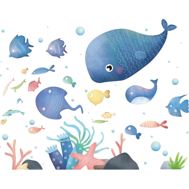 

Fish Animals Wall Stickers DIY Seagrass Plants Wall Decals for Kids Room Baby Bedroom Bathroom Home Decoration Accessories