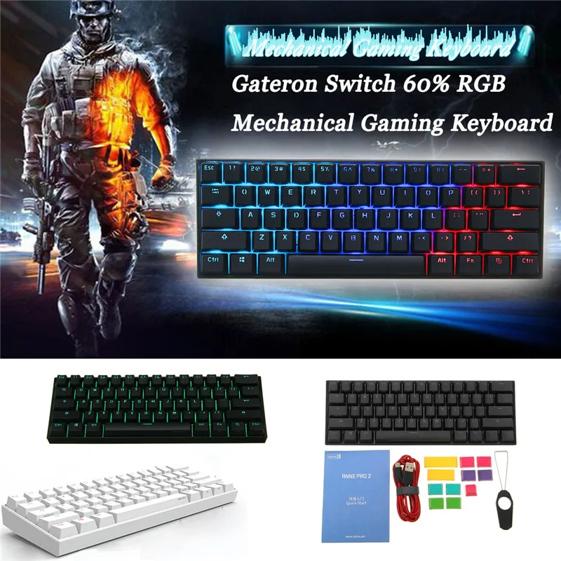 gateron switchobins anne pro 2 60 nkro mechanical keyboard wireless bluetooth 4 0 type c rgb mechanical gaming keyboard free global shipping