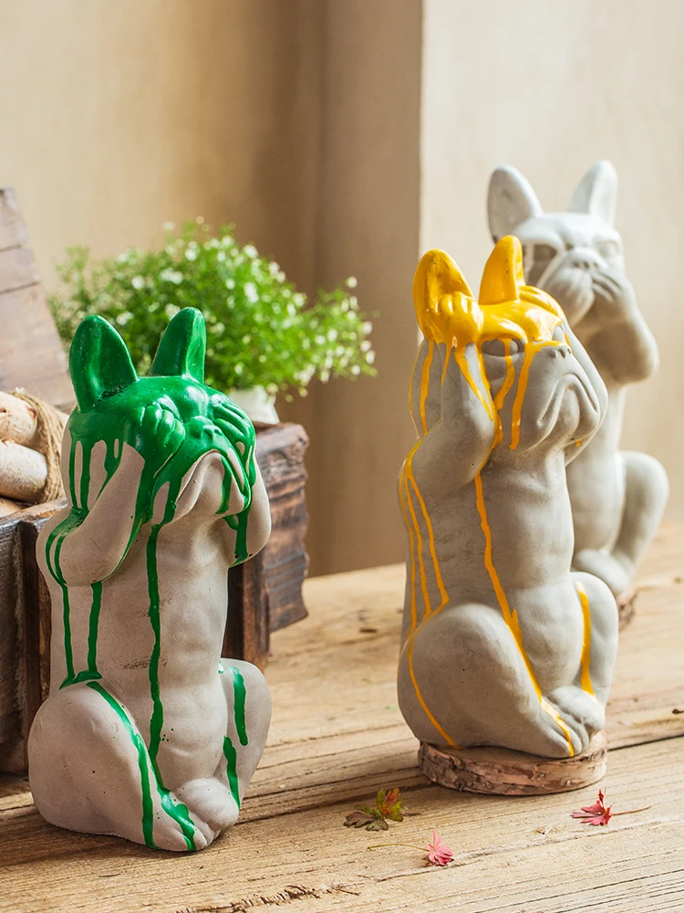 

[MGT] Американский бетонный цемент Собака Декор для дома, украшение для сада, креативная скульптура животного, искусство, подарок