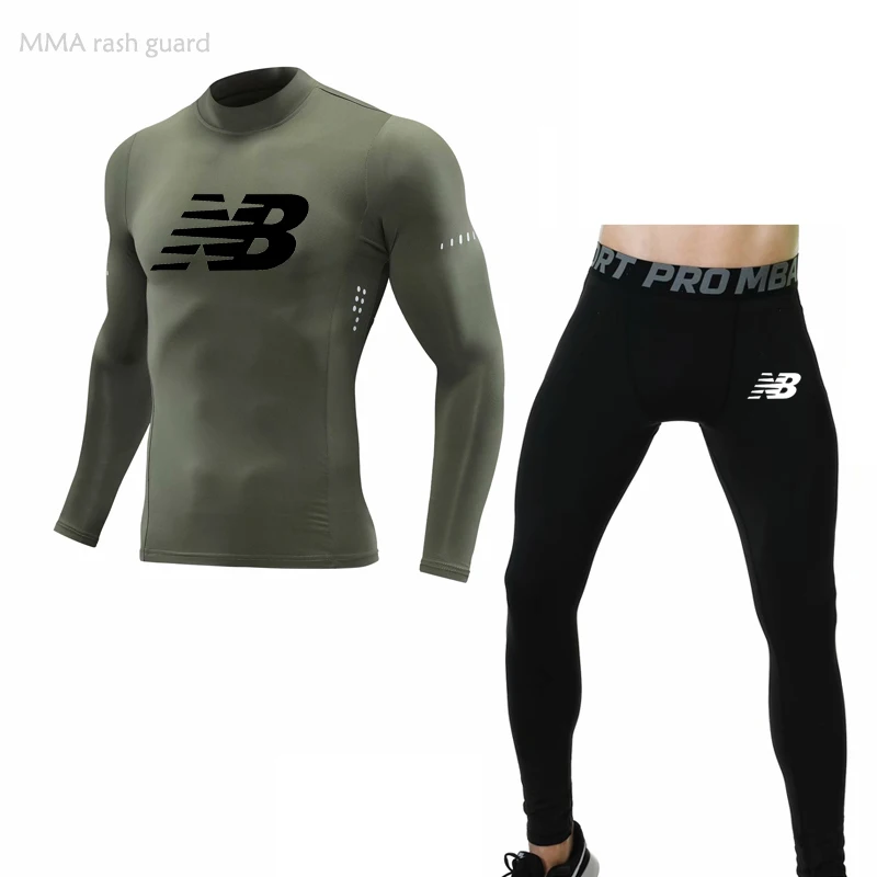 

Компрессионная одежда для бега, мужской спортивный костюм из 2 предметов, мужская спортивная одежда, колготки, леггинсы для фитнеса, мужской...