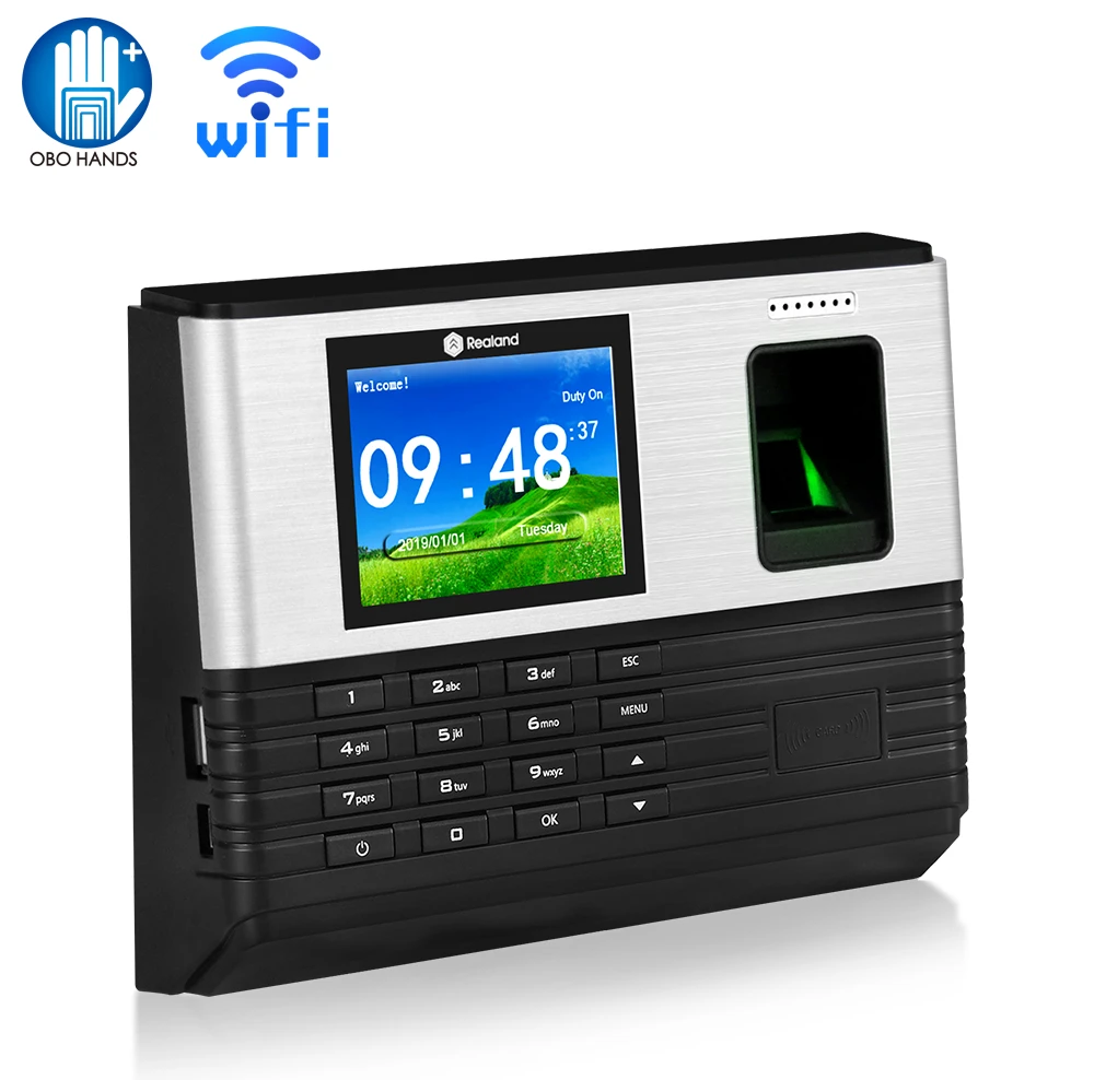 

Realand 2.8inch TCP/IP Wifi RFID Biometric Fingerprint Time Attendance System Machine Employee Office Fingerprint USB Time Clock