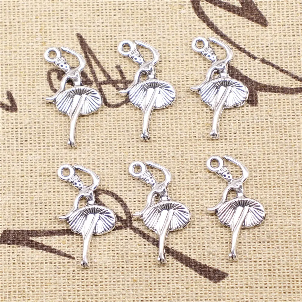 

Charm For Making Jewelry Pendants Antique Silver Color Ballet Girl 14x25mm 10pcs