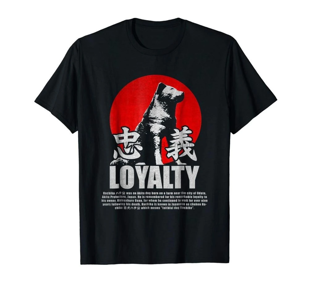 

Japan Hachiko Akita Inu Loyalty Symbol T-Shirt Men Summer Round Neck Men Hipster Cool Fashion Slim Fit Casual Tee Shirt