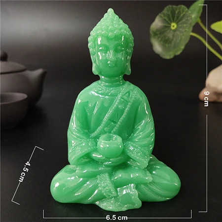 LightGreen2 Светящиеся статуя Будды для медитации ручной работы Jade каменный орнамент тайский будда Скульптура фигурки световой дома украшения сада - Цвет: LightGreen2