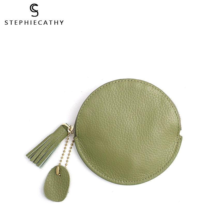 SC Модный женский кошелек из натуральной кожи мини на молнии круглый брелок для