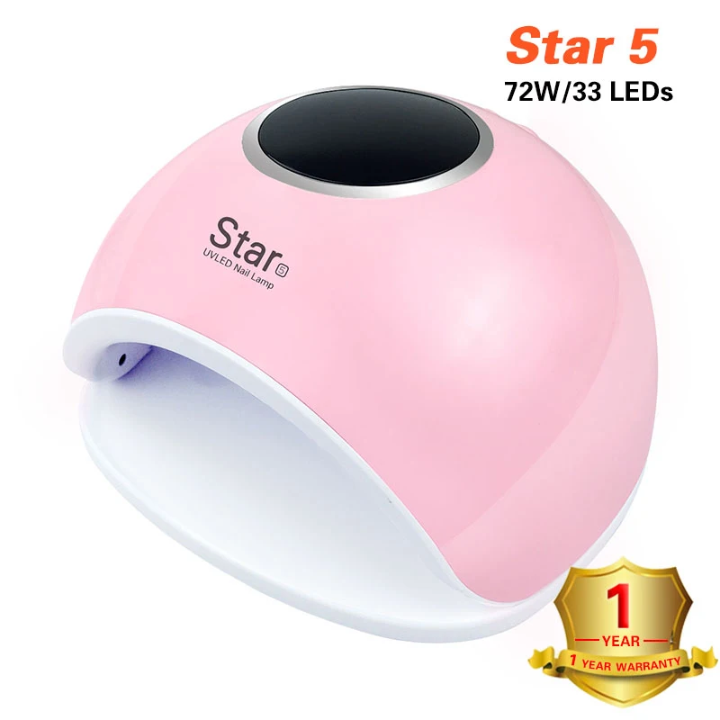 star5-pink Star5 72 Вт Сушилка для ногтей Светодиодная УФ-лампа для ногтей Гель-лак отверждаемая лампа с нижней 30 s/60 s таймер лампа для ЖК-дисплея для сушки ногтей - Цвет: star5-pink