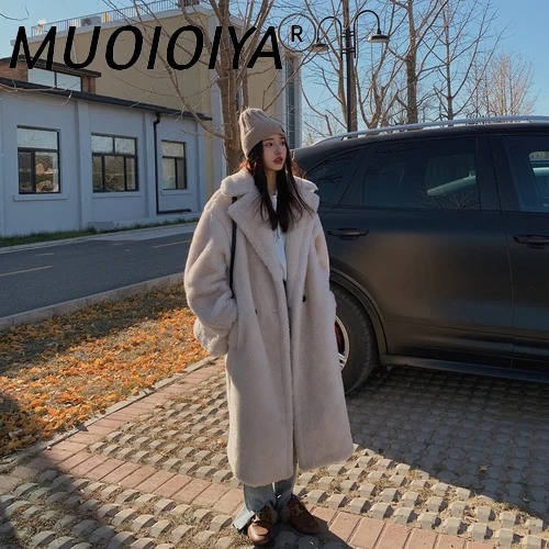

Женское длинное шерстяное пальто Gxy225, теплая парка из 100% натуральной овечьей шерсти с толстым мехом, зима 2022