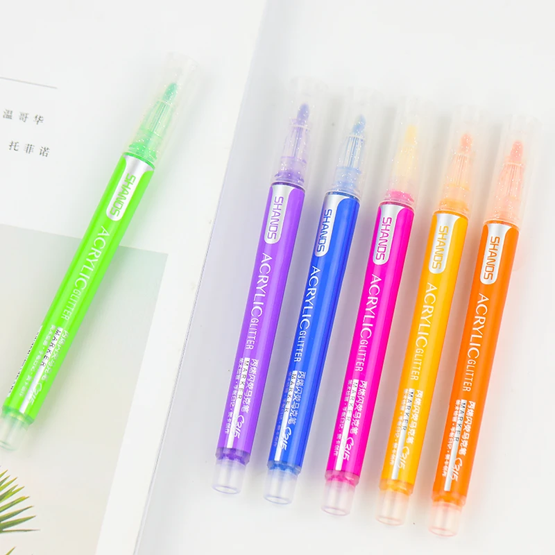 

S315 Acrylic Flashing Marker Pen Washable 12 Colors Office Painting Hand Account DIY Greeting Card Graffiti Pen 2.0MM