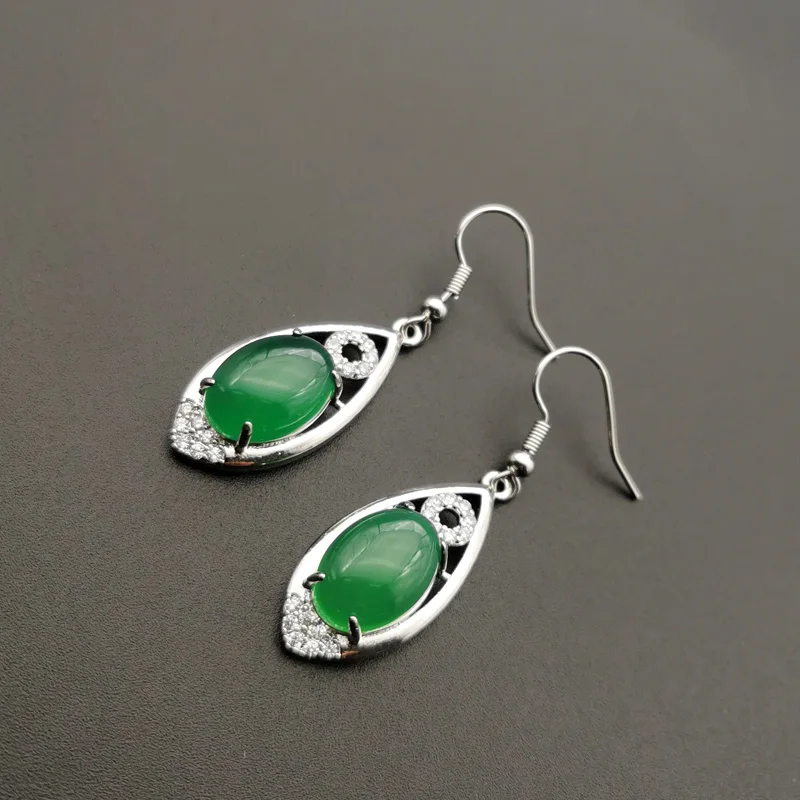

Jadery Natural Green Chalcedony Jade Water Drop Earrings For Women 925 Sterling Silver Party Earrings Classic Fine Jewelry 2020