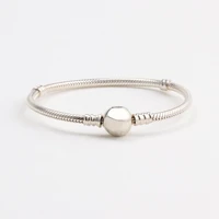 authentic 925 sterling silver pan bracelet classic clasp snake bone hot round button bracelet fit charm women jewelry