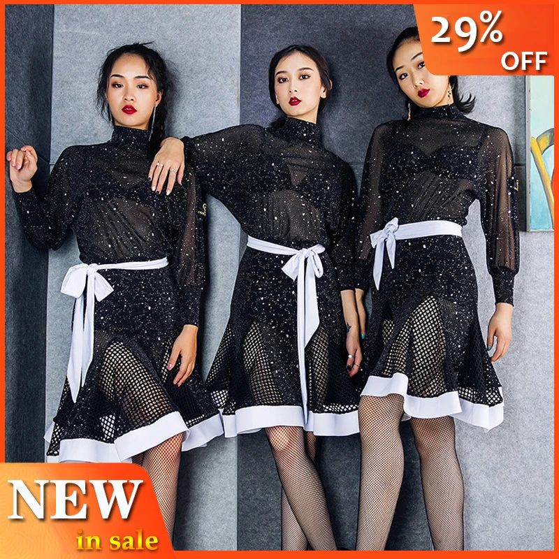 Платье для латинских танцев осеннее платье зимнее одежда выступлений костюм