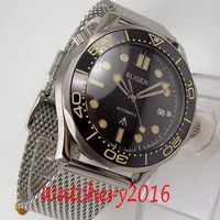 41mm bliger black dial sapphire glass ceramic bezel stainless steel nh35 miyota 8215 pt5000 automatic mens watch