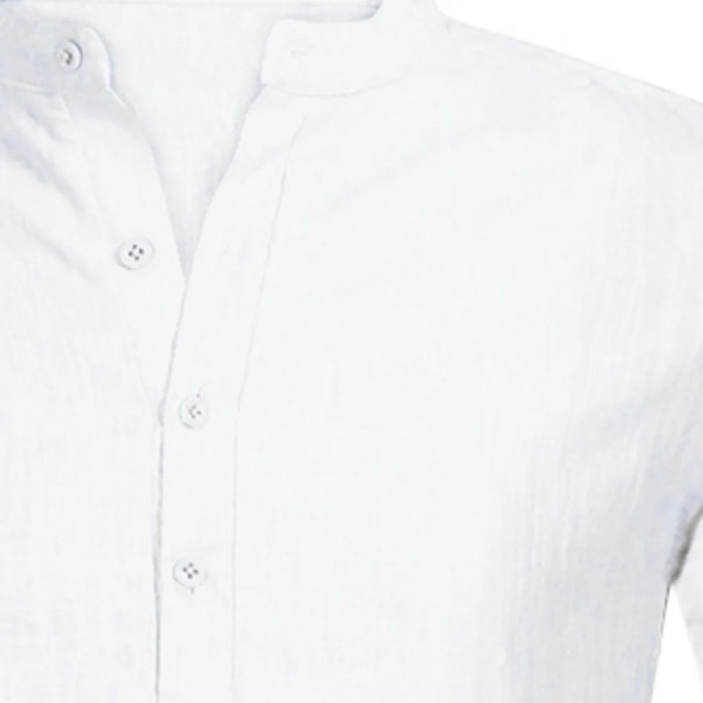 KLV Мужская рубашка с коротким рукавом хлопковая льняная туника Повседневная