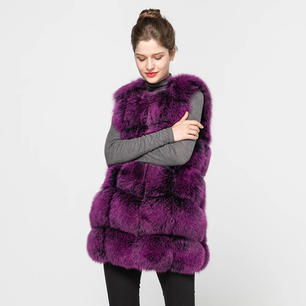 Jancoco Max Новое поступление настоящие жилеты из лисьего меха женский зимний теплый меховой жилет Модный стильный жилет высокого качества S1431