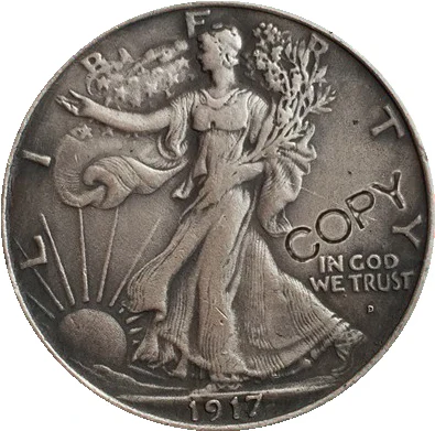

1917,P D S, ходячая свобода, половина копия доллара монет