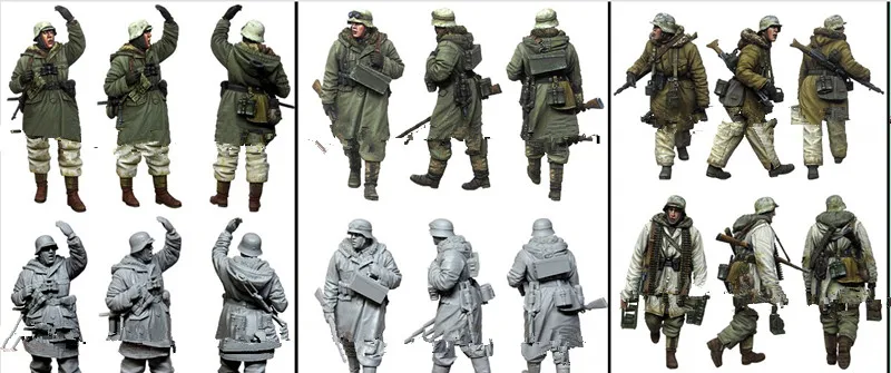 1/35 модельная фигурка из смолы комплект нераскрашенный E159(4 фигурки) | Игрушки и