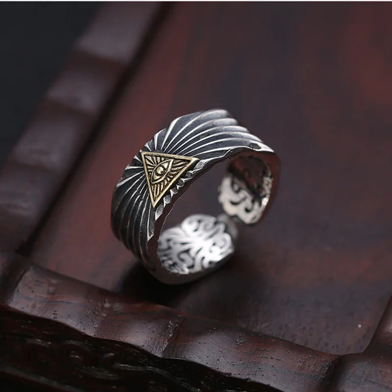 Кольцо с подсветкой Yungqi винтажное египетское треугольное регулируемое пирамида