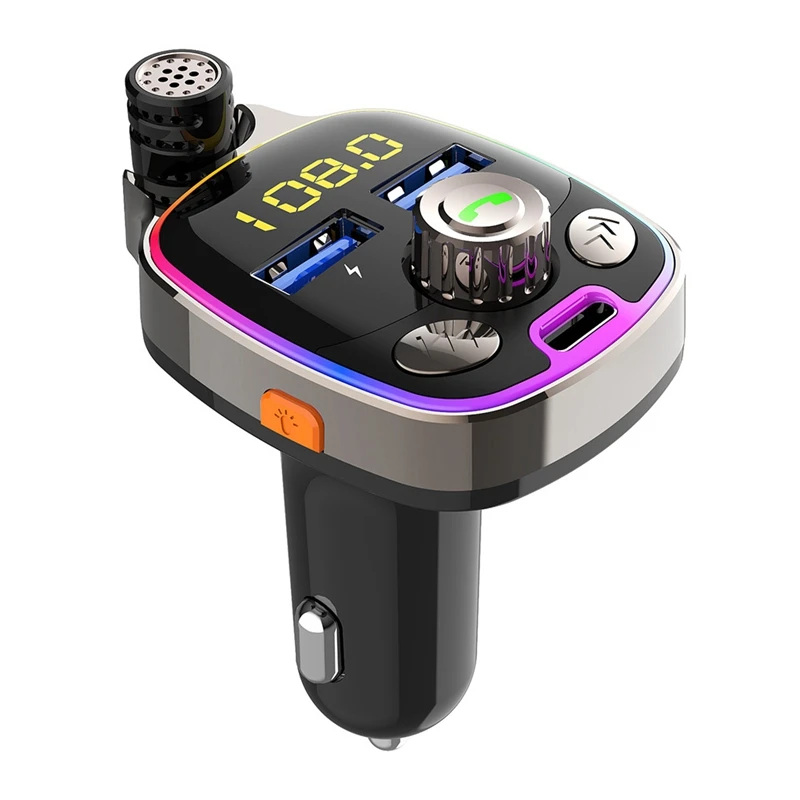 Car PD 18W Charger Bluetooth 5.0 QC3.0 FM Transmitter One Button Bass Mp3 Player External Large Microphone Music Player