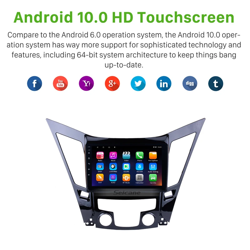 Автомобильный мультимедийный плеер Seicane Android 10 0 для HYUNDAI Sonata i40 i45 Поддержка TPMS DVR