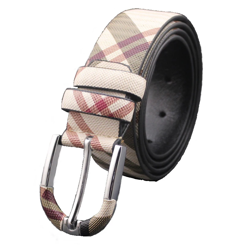 

Men and women belt leather belt men's brand printing plaid belt fashion casual pin buckle women's strap jeans strap