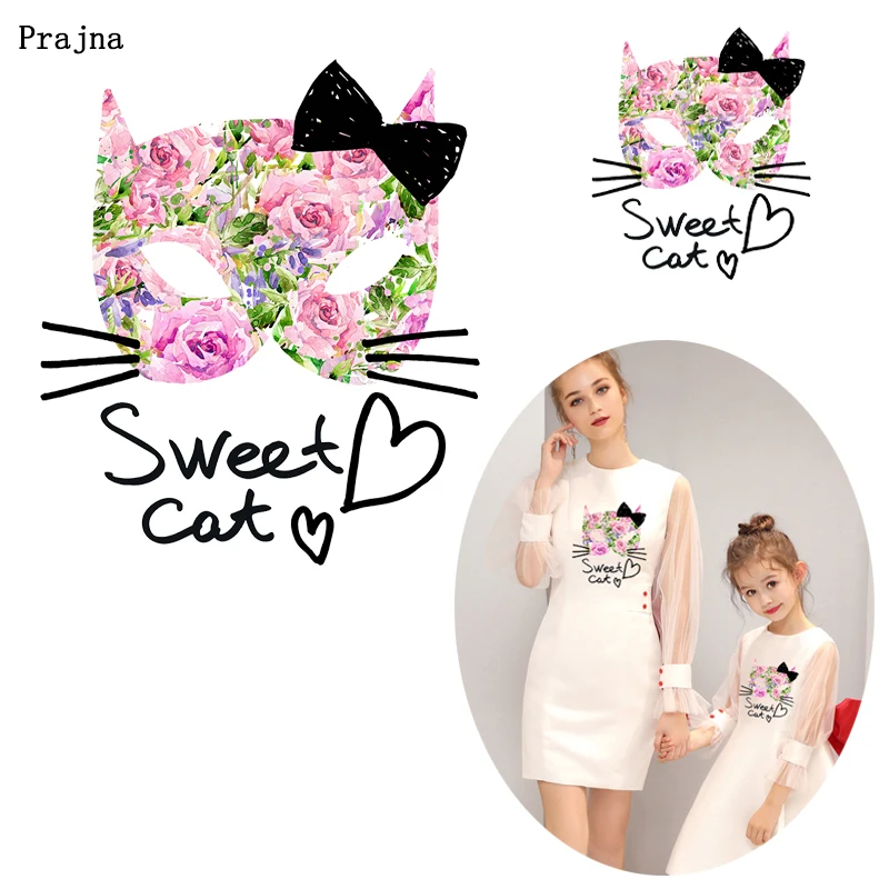 Prajna 2 PCS Sweet Cat Iron On Heat Transfers Cartoon Unicorn Butterfly Stickers Patches For Clothing T-shirt Applique | Дом и сад