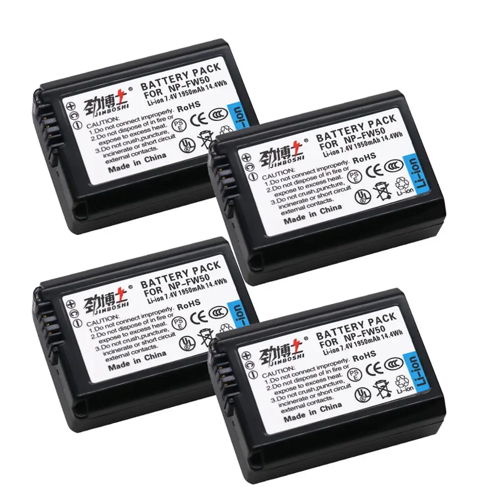 4X1950 мА/ч NP FW50 np fw50 Камера Li Ion Батарея для sony NEX 7 5N F3 SLT A37 A7 5R 6 3 Альфа 7R II a6400|Цифровые