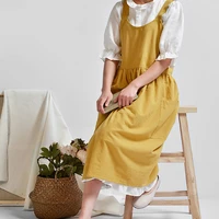 apron kitchen washed cotton linen aprons for cooking baking flower shop garden work clean apron dress for woman uniform lady