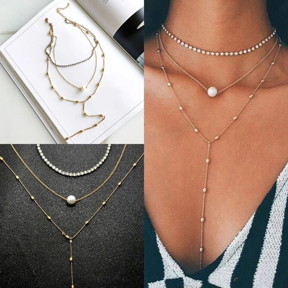 Женское колье Стразы с искусственным жемчугом | Украшения и аксессуары