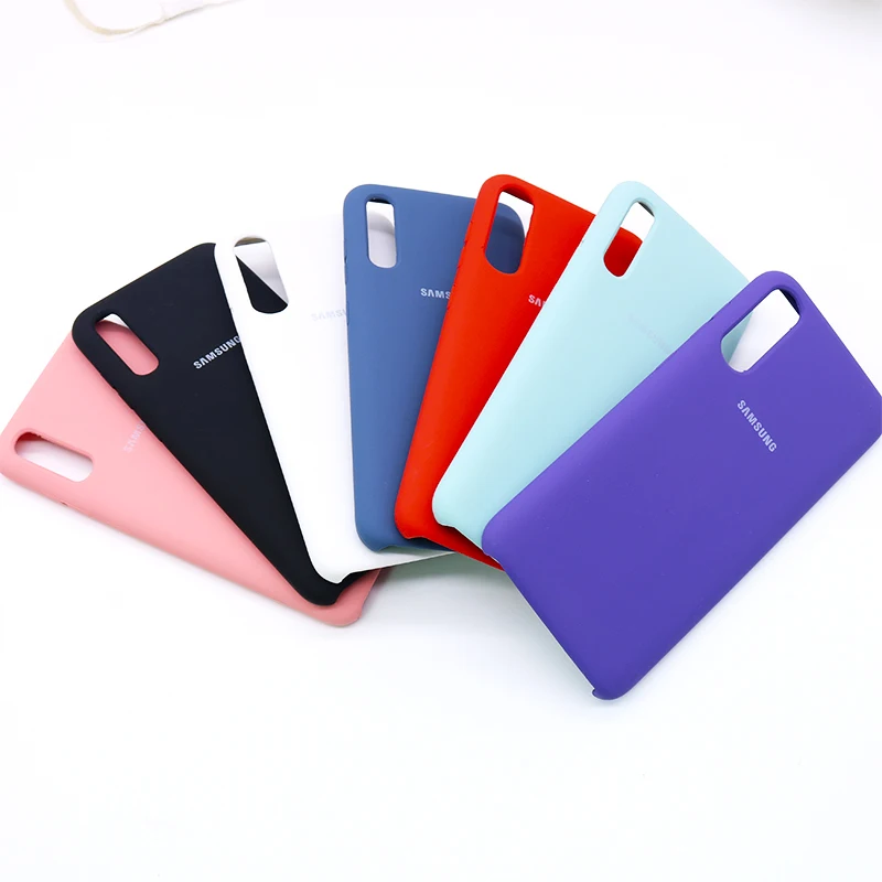 Оригинальный жидкий силиконовый чехол Samsung Galaxy A70 мягкий шелковистый накладка