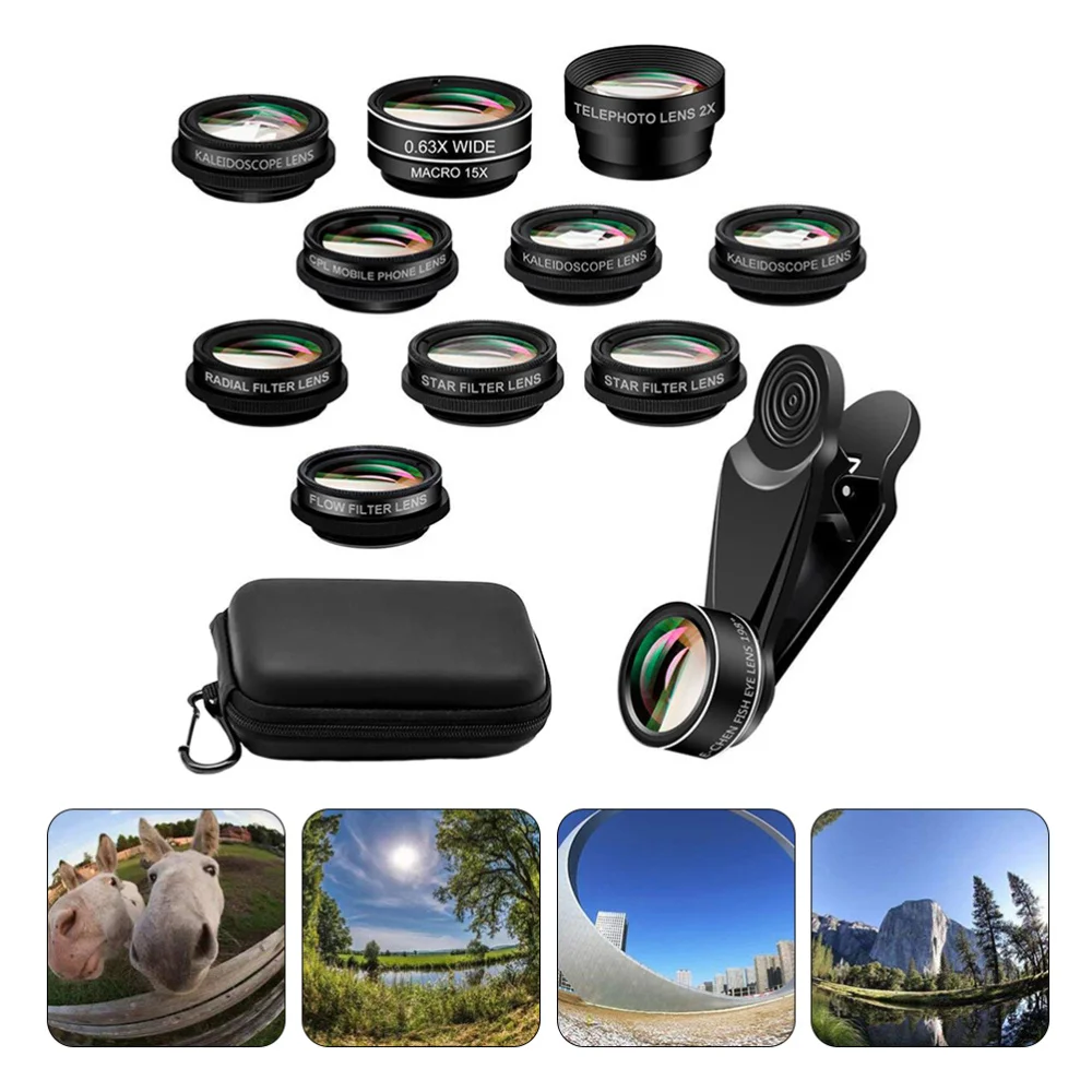 

1 Set of 10 in 1 Smart Phone Photography Lens External Wide Angle Lens