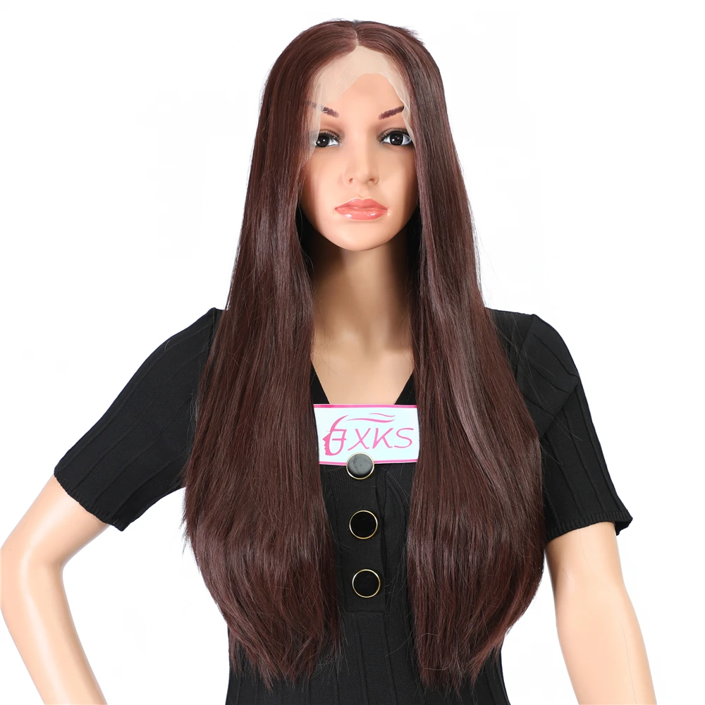

Straight Hair Synthetic Lace Front Wigs 99J Burgundy Red Hair Lace Front Wigs Long Synthetic Hair 13x2 Lace Wigs 24Inch FXKS