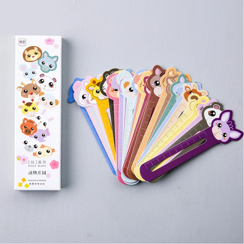 

30 Pcs/batch Cute Animal Manor Paper Bookmark Bookshelf Multifunctional Stationery Children's School Supplies Cute Kawaii Gifts