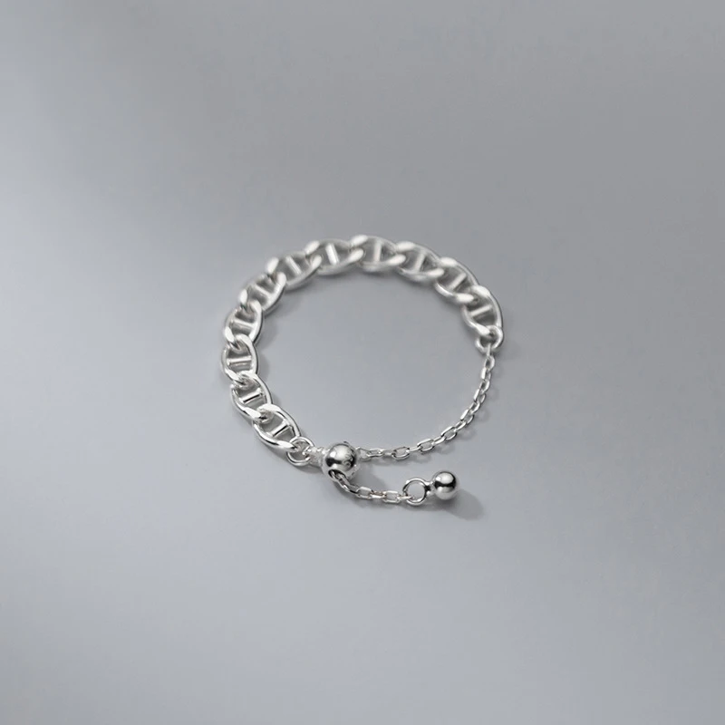 

Реальные 925 стерлингового серебра: пустотелая цепь Регулируемые кольца для Для женщин, хорошее ювелирное изделие, на день рождения Юбилей В...