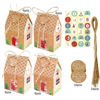 24 sets candy bag christmas faux kraft paper gift boxes house shape paper cookie christmas gift packaging box %d0%bd%d0%be%d0%b2%d1%8b%d0%b9 %d0%b3%d0%be%d0%b4 2022