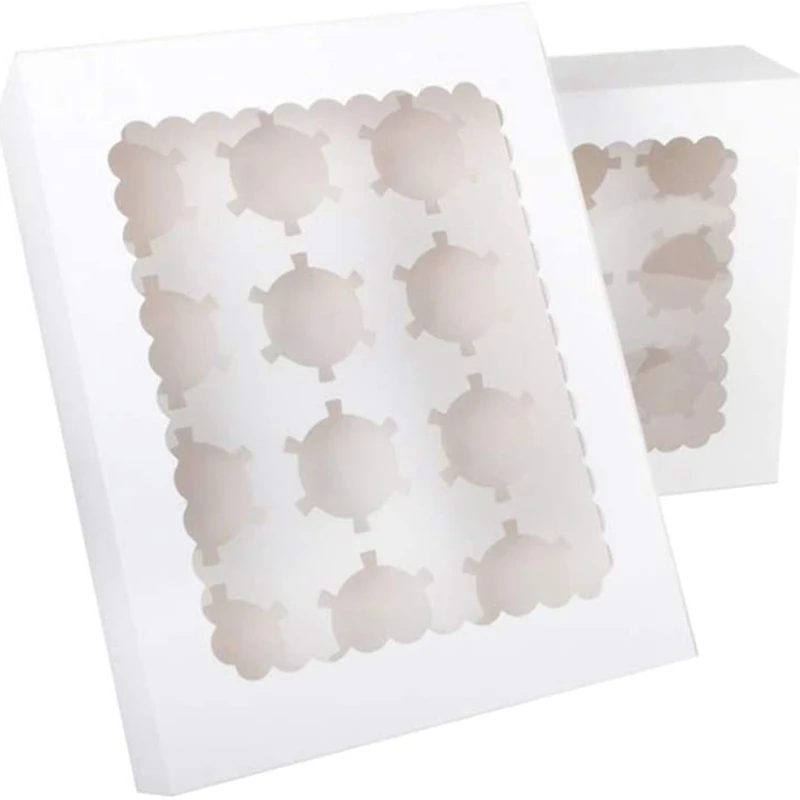 12 Полость кекс коробки круглое отверстие Маффин коробка запеченное яйцо Tart окно