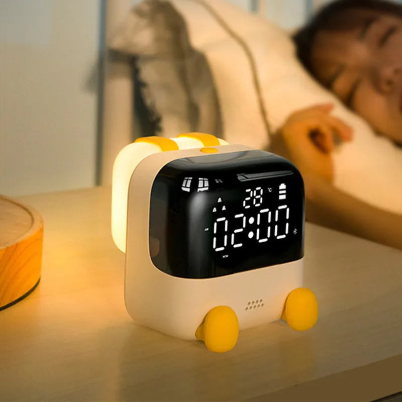 

New Creative Cute Electronic Alarm Clock USB Rechargeable Digital Alarm Clock Student Night Light LED Desk Lamp Alarm Clock
