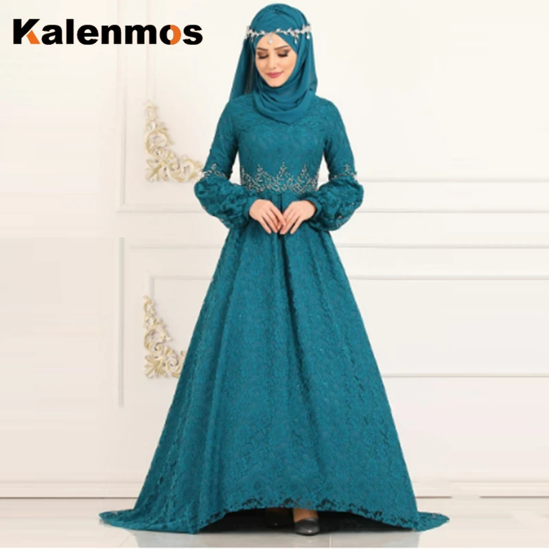 Размера плюс S 5XL мусульманские кружевные платья для женщин Арабский Дубай