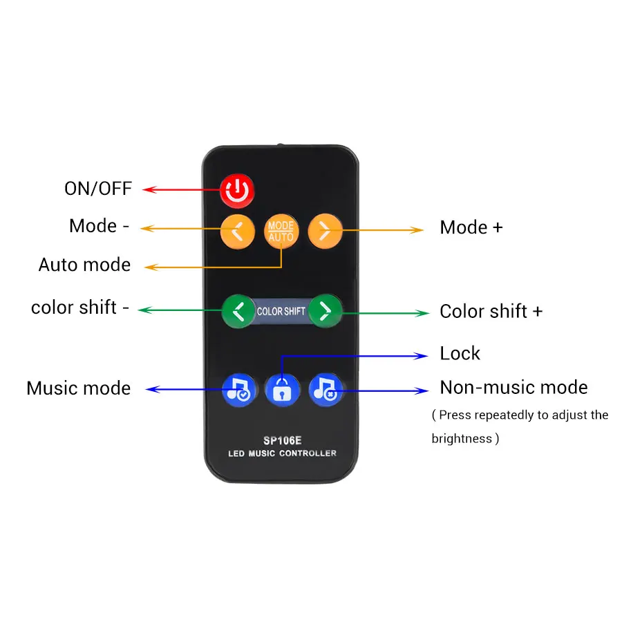 SP106E 9KEY светодиодный музыкальный контроллер RGB DC 5 V-12 V WS2811/WS2812B/6812/1903/6803 Magic лента