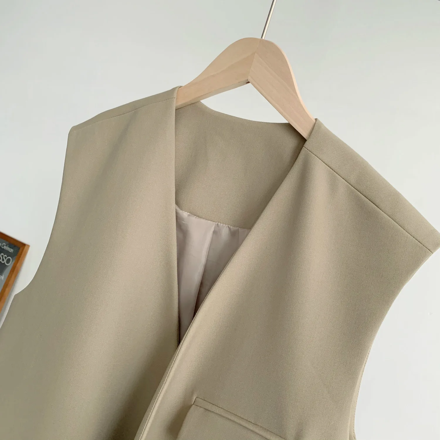 Женский жилет с V-образным вырезом без рукавов асимметричный кардиган куртка