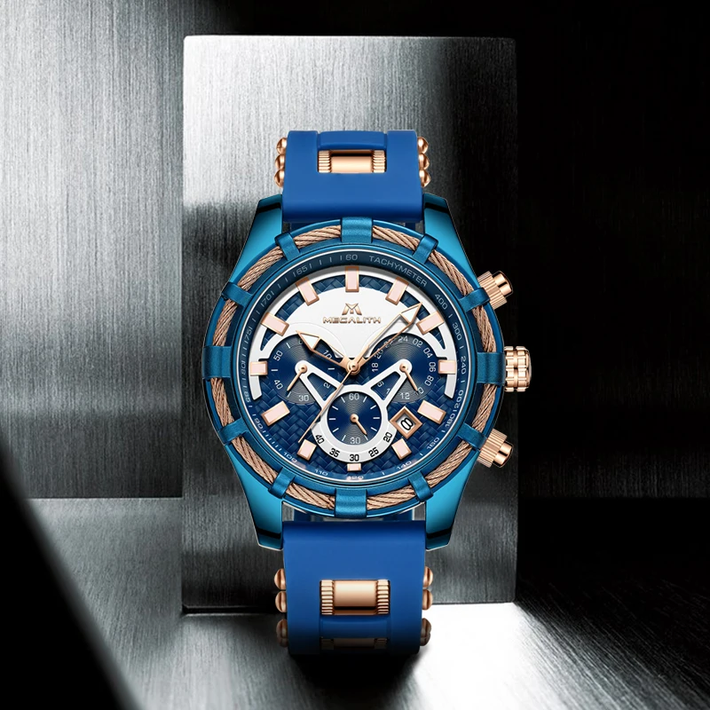 MEGALITH мужские часы кварцевые для мужчин 2019 Relojes Para Hombre хронограф Топ бренд синий