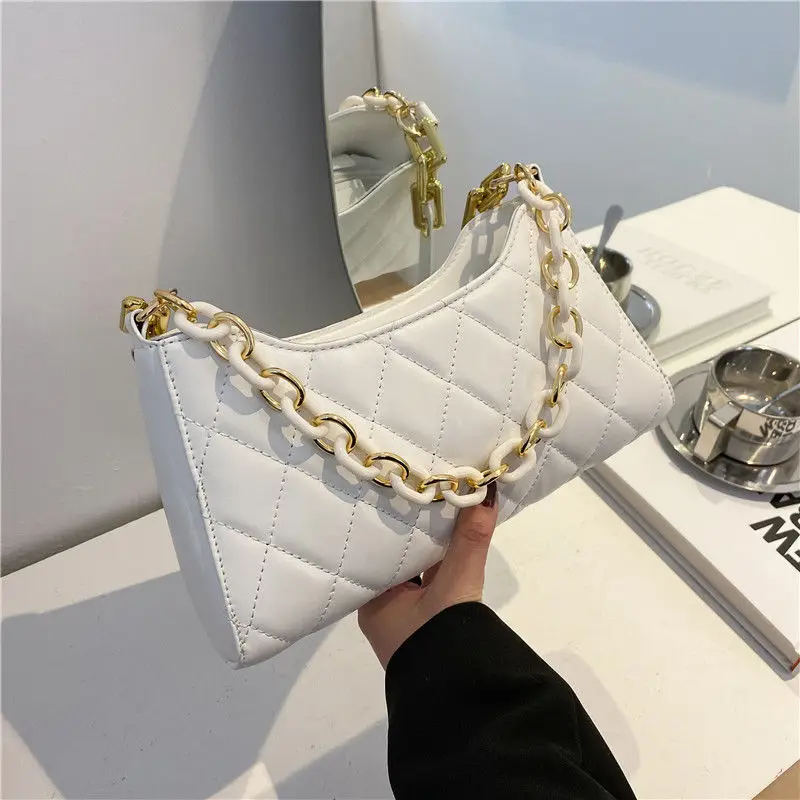 

Underarm Bag Women Handbag Shoulder Bag Female Designer Purse Chain Retro Fashion 2021 New PU Leather All-match Diamond Lattice