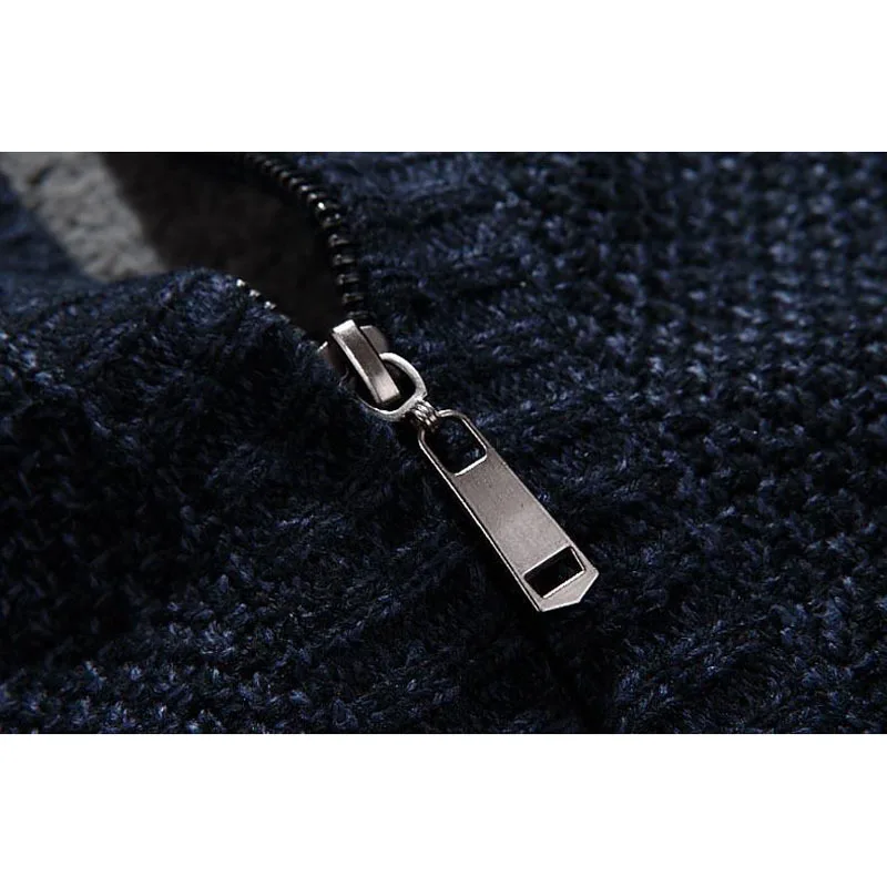 Мужской плотный теплый свитер на молнии Зимний вязаный кардиган для