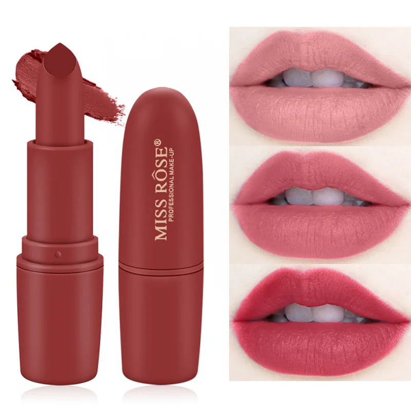 

Hot Sales MISS ROSE Matte Lipstick Waterproof Velvet Lip Stick Sexy Red Brown Pigments Makeup Matte Lipsticks Lips TSLM2